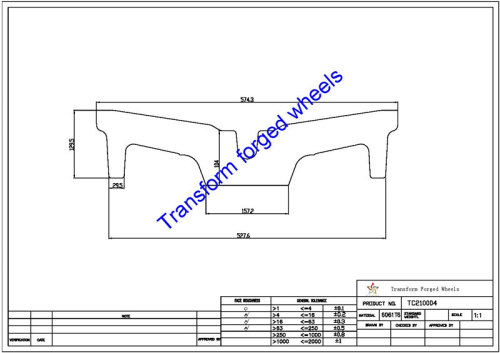 TC210004 21 Inch Forged Aluminum Raw Center Disk Blanks Drawing