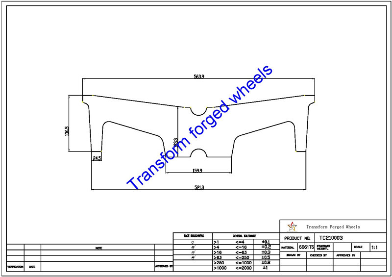 TC210003 21 Inch Forged Aluminum Raw Center Disk Blanks Drawing