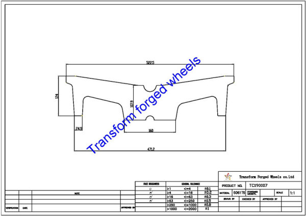 TC190007 19 Inch Forged Aluminum Raw Center Disk Blanks Drawing