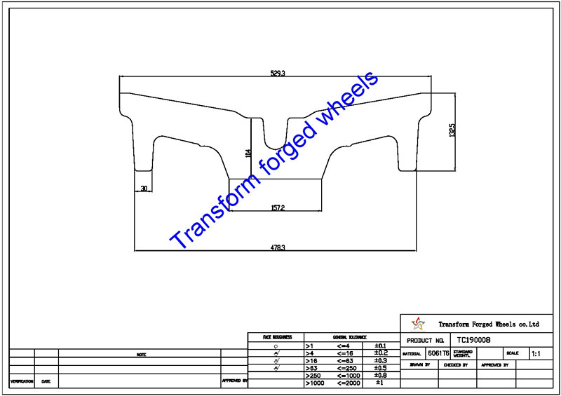 TC190008 19 Inch Forged Aluminum Raw Center Disk Blanks Drawing