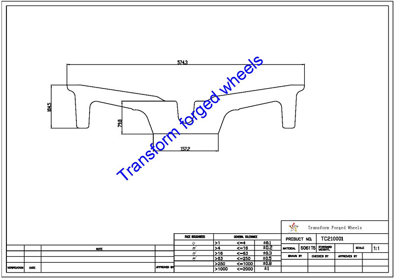 TC210001 21 Inch Forged Aluminum Raw Center Disk Blanks Drawing