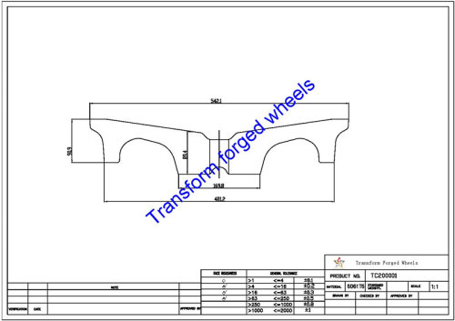 TC200001 20 Inch Forged Aluminum Raw Center Disk Blanks Drawing