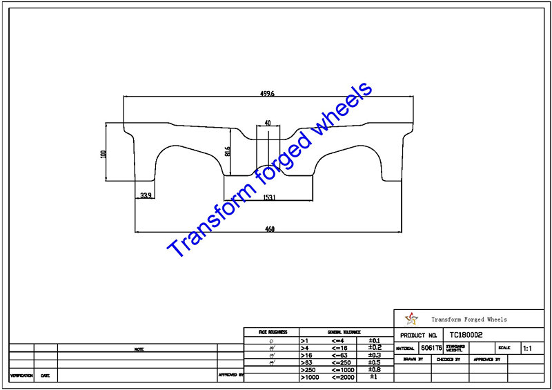 TC180002 18 Inch Forged Aluminum Raw Center Disk Blanks Drawing