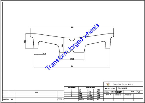 TC200009 20 Inch Forged Aluminum Raw Center Disk Blanks Drawing