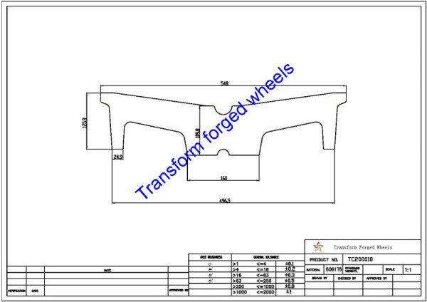 TC200010 20 Inch Forged Aluminum Raw Center Disk Blanks Drawing