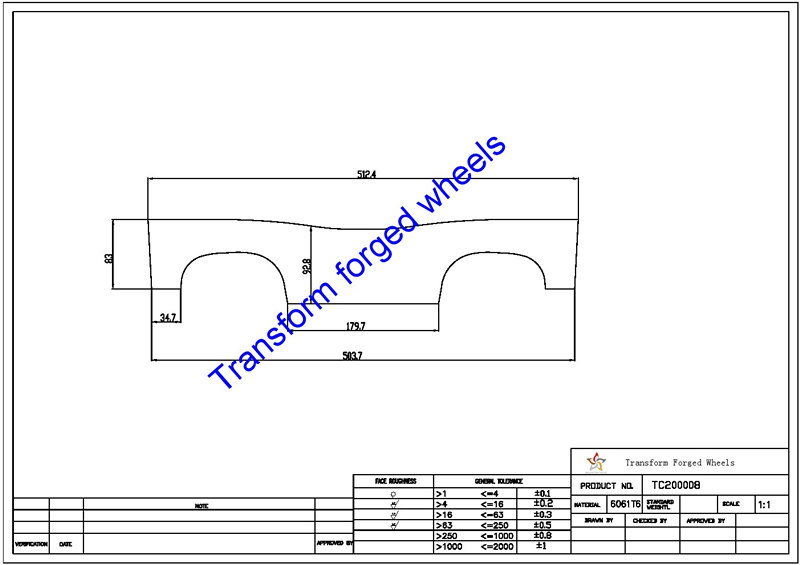 TC200008 20 Inch Forged Aluminum Raw Center Disk Blanks Drawing