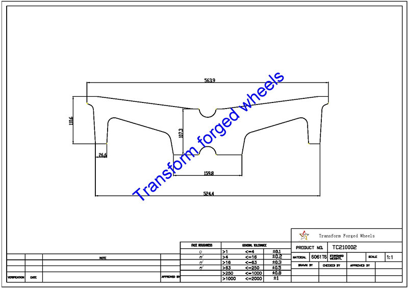 TC210002 21 Inch Forged Aluminum Raw Center Disk Blanks Drawing