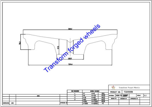 TC220001 22 Inch Forged Aluminum Raw Center Disk Blanks Drawing