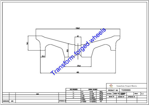 TC200003 20 Inch Forged Aluminum Raw Center Disk Blanks Drawing