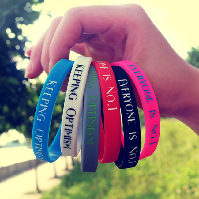 Custom Silicone Wristbands  “Debossed Color Filled”   Width: 12mm (1/2 Inch)