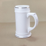 18PCS/CTN 22OZ Ceramic Sublimation  Coated Beer Mug With Golden Rim