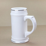 18PCS/CTN 22OZ Ceramic Sublimation  Coated Beer Mug With Golden Rim
