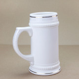 18PCS/CTN 22OZ Ceramic Sublimation  Coated Beer Mug With Golden Rim