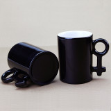 24PCS/CTN Blank Glossy Black Sublimation  Coated Couple Mug