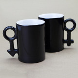 24PCS/CTN Blank Glossy Black Sublimation  Coated Couple Mug