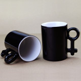 24PCS/CTN Blank Glossy Black Sublimation  Coated Couple Mug