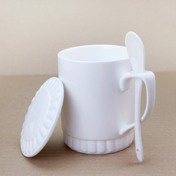 Blank Ceramic Mug with Cover and Spoon for Sublimation (48PCS/ CTN)