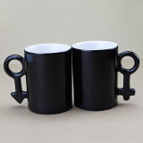 24PCS/CTN Blank Glossy Black Sublimation  Coated Couple Mug