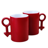 24PCS/CTN Red Glossy Black Sublimation  Coated Couple Mug