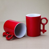 24PCS/CTN Red Glossy Black Sublimation  Coated Couple Mug