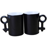 24PCS/CTN Blank Glossy Black Sublimation  Coated Couple Mug