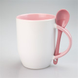 11oz  Coated Inner Color Mug With Spoon For Sublimation (36PCS/CTN )