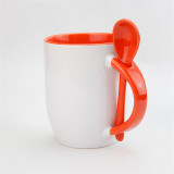 11oz  Coated Inner Color Mug With Spoon For Sublimation (36PCS/CTN )