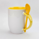 11oz  Coated Inner Color Mug With Spoon For Sublimation (36PCS/CTN )