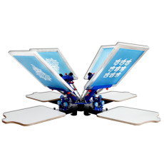 Desktop Micro Adjust Four Color Four Station Single Wheel Overprinting Screen Printing Machine E442Z