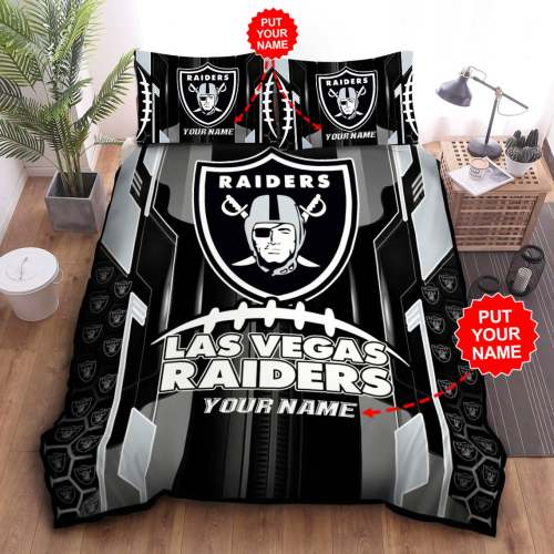 Custom NFL Las Vegas Raiders Edition Duvet Cover & 2 Pillow Cases Bedding Sets