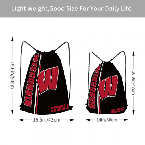 Big Ten Wisconsin Badgers Edition Drawstring Backpack Sports Gym Bag