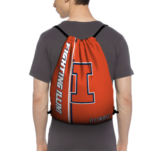 Big Ten Illinois Fighting Illini Edition Drawstring Backpack Sports Gym Bag