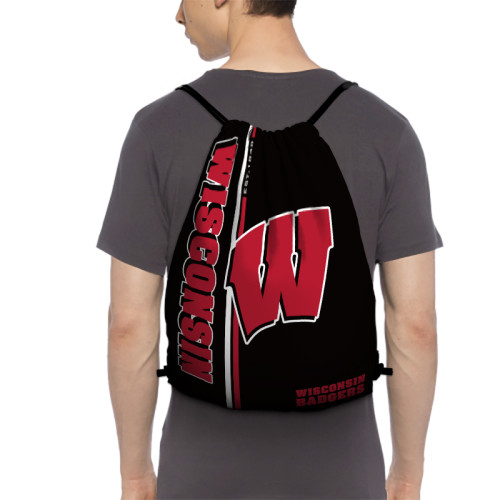 Big Ten Wisconsin Badgers Edition Drawstring Backpack Sports Gym Bag