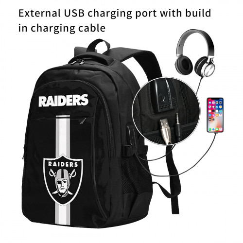 NFL Las Vegas Raiders Edition Travel Laptops Backpack with USB Charging Port, Water Resistant