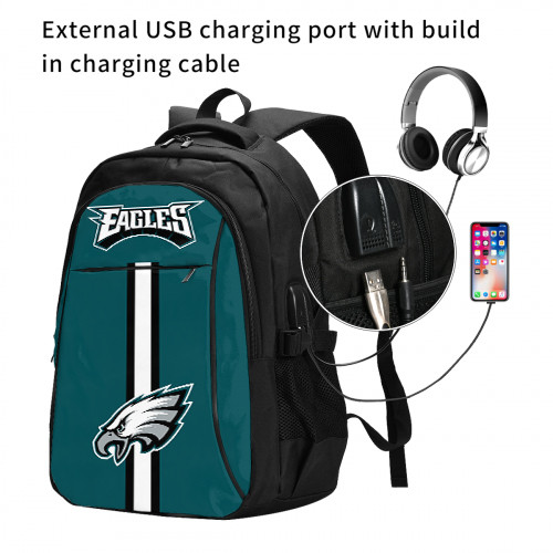 NFL Philadelphia Eagles Edition Travel Laptops Backpack with USB Charging Port, Water Resistant