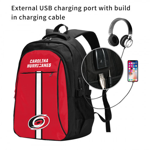 NHL Carolina Hurricanes Edition Travel Laptops Backpack with USB Charging Port, Water Resistant