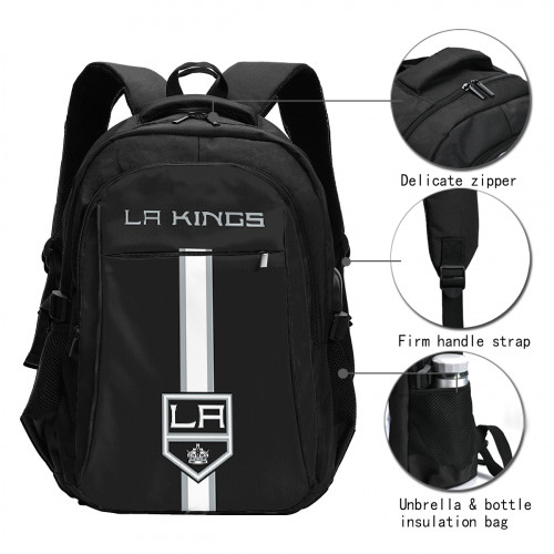 NHL Los Angeles Kings Edition Travel Laptops Backpack with USB Charging Port, Water Resistant