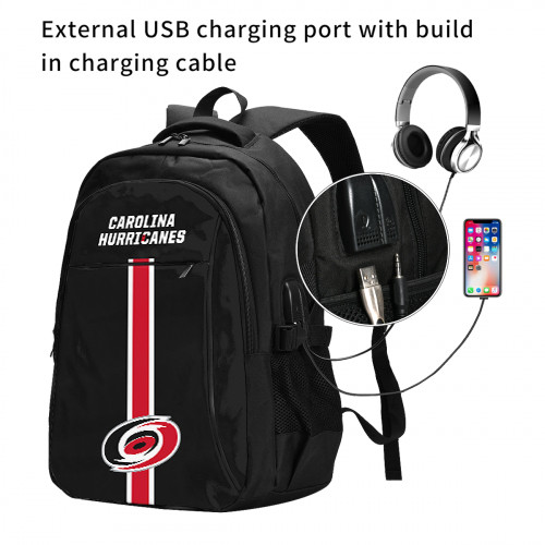 NHL Carolina Hurricanes Edition Travel Laptops Backpack with USB Charging Port, Water Resistant