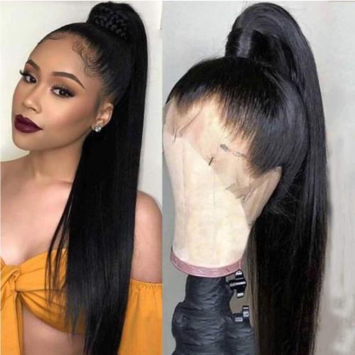 Lm 360 Lace Long Straight Ponytail Pre Plucked Human Hair Straight Human Hair Wigs For Black Women