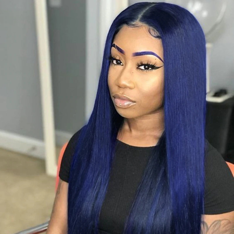 blue wigs human hair