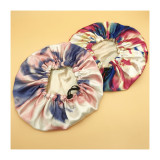 Tie-dye double layer bonnet with adjustable band free shipping