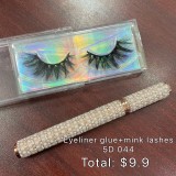 Sample only $9.9 for mink eyelash with eyeliner glue pen free shipping abby