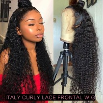 Transparent Lace frontal Wigs italy curly free shipping