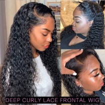 Transparent Lace frontal Wigs deep curly  free shipping