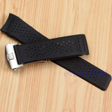 For TAG HEUER WATCH Carrera BLACK Silicone Rubber Watch Strap 22-24mm with Clasp