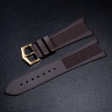 25mm Black/Brown/Navy Rubber Strap fit Patek Philippe Nautilus watches Buckle