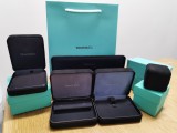 Tiffany & Co black suede jewellery box with iconic outer box, Card, and Gift Bag