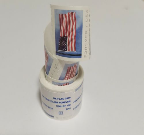 USA 1 Rolls of 100 American 2019 Flag 55¢ FOREVER - JUST FOR DEVON TEST