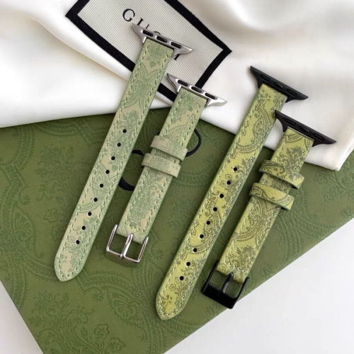 Gucci apple watch strap green pattern