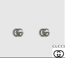 GUCCI EARRINGS GG Marmont EARRINGS SILVER Antique finishes DOUBLE G